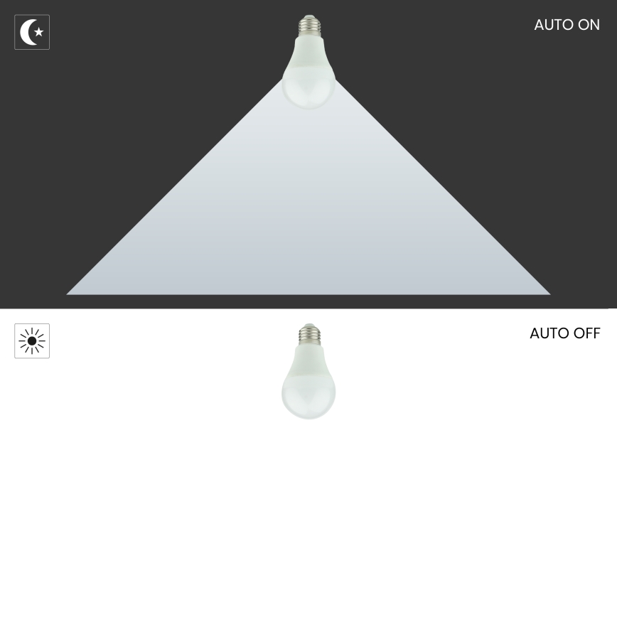 LED Żarówka z czujnikiem zmierzchu A60 E27/9W/230V 3000K