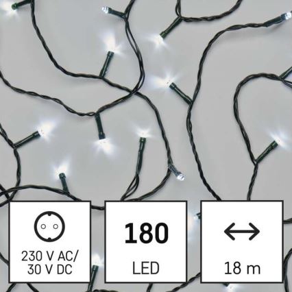 LED Zewnętrzn łańcuch bożonarodzeniowy 180xLED/8 modes 23m IP44 zimna biel