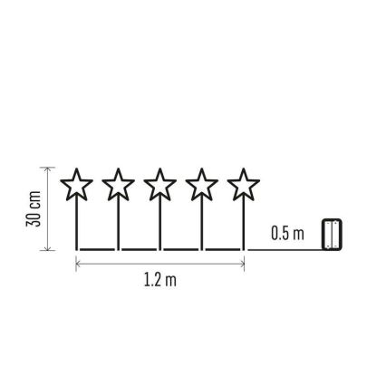 LED Zewnętrzna dekoracja bożonarodzeniowa 5xLED/3xAA IP44 gwiazdy