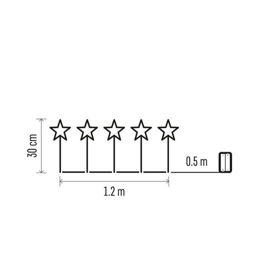 LED Zewnętrzna dekoracja bożonarodzeniowa 5xLED/3xAA IP44 gwiazdy