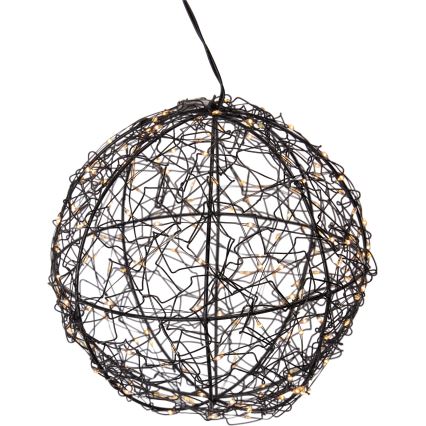 LED zewnętrzna dekoracja świąteczna 200xLED/230V śr. 18 cm IP44 ciepła biała kula/czarny