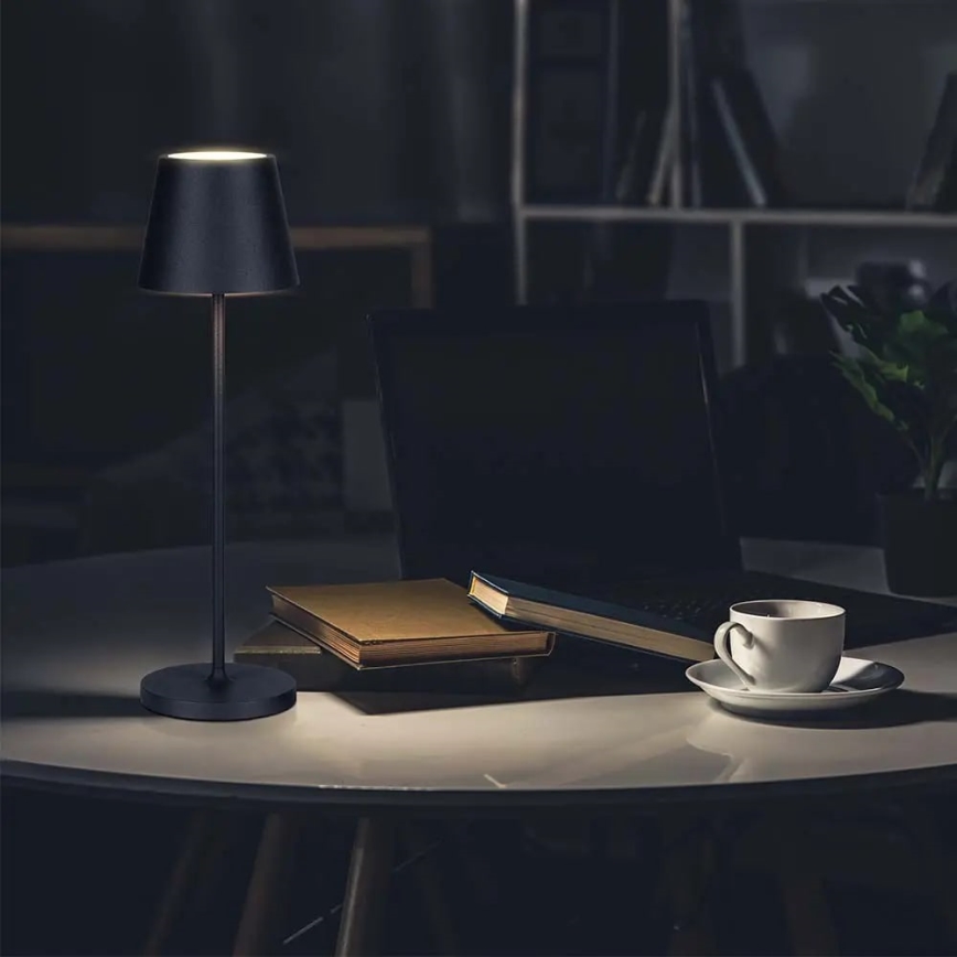 LED Zewnętrzna lampka stołowa z dotykowym ściemniaczem, ładowalna, LED/2W/230V, 4400 mAh, IP54, antracyt