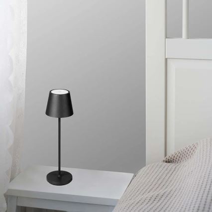 LED Zewnętrzna lampka stołowa z dotykowym ściemniaczem, ładowalna, LED/2W/230V, 4400 mAh, IP54, antracyt