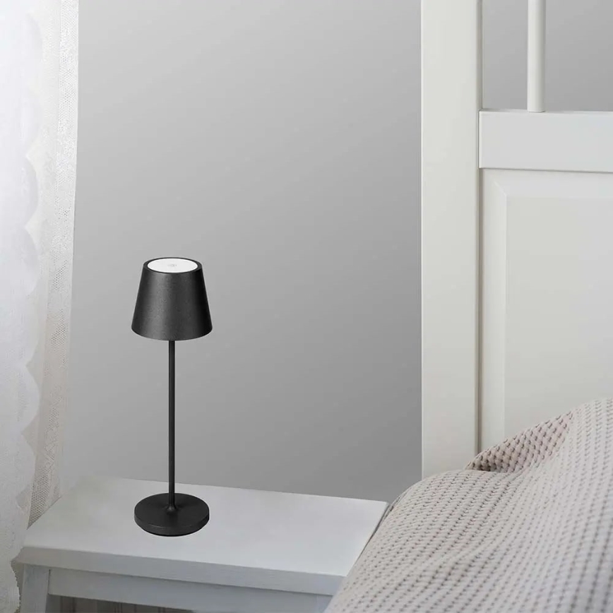 LED Zewnętrzna lampka stołowa z dotykowym ściemniaczem, ładowalna, LED/2W/230V, 4400 mAh, IP54, antracyt