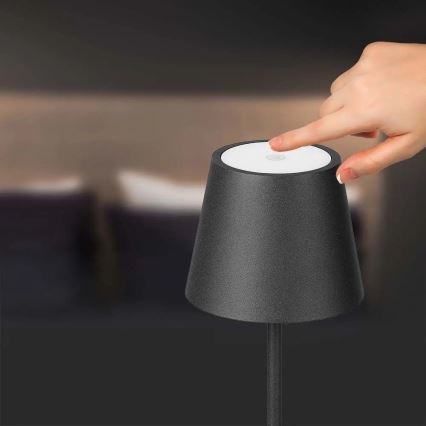LED Zewnętrzna lampka stołowa z dotykowym ściemniaczem, ładowalna, LED/2W/230V, 4400 mAh, IP54, antracyt
