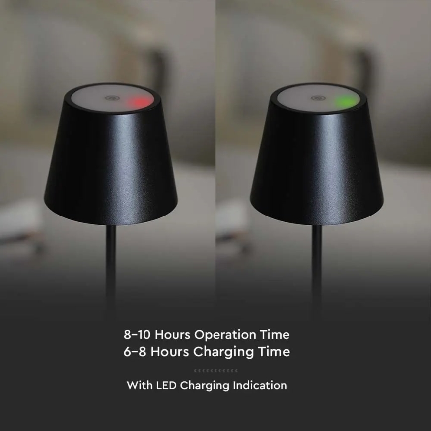 LED Zewnętrzna lampka stołowa z dotykowym ściemniaczem, ładowalna, LED/2W/230V, 4400 mAh, IP54, antracyt