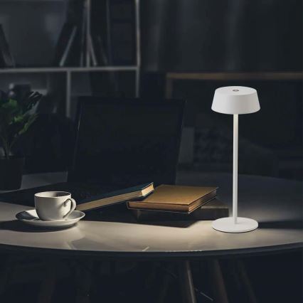 LED Zewnętrzna dotykowa lampa stołowa z regulacją jasności, ładowalna LED/2W/5V 4400 mAh IP54 biała