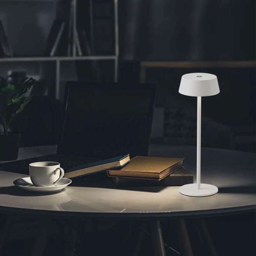 LED Zewnętrzna dotykowa lampa stołowa z regulacją jasności, ładowalna LED/2W/5V 4400 mAh IP54 biała