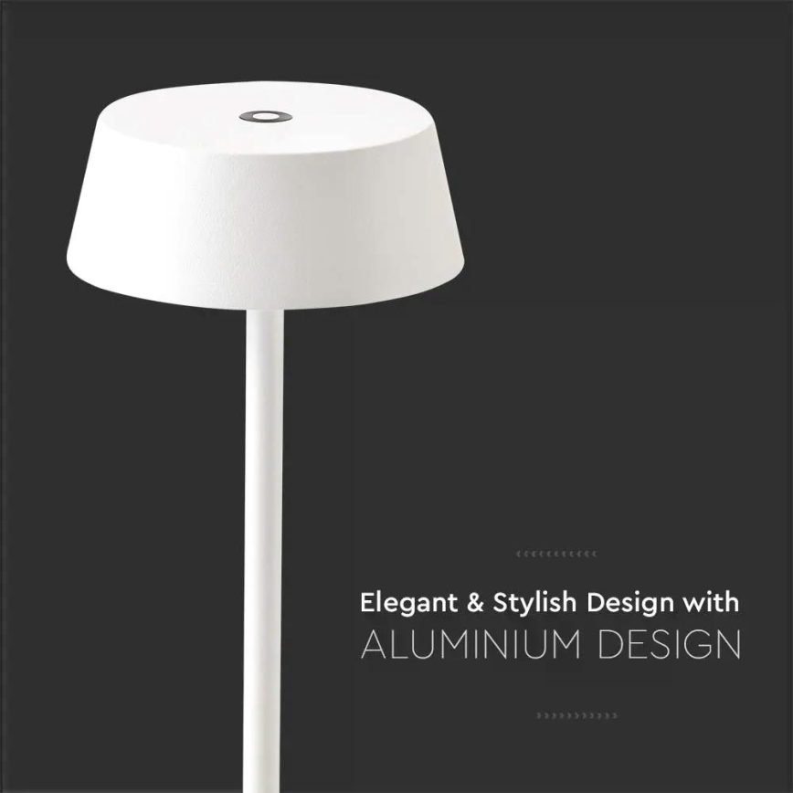 LED Zewnętrzna dotykowa lampa stołowa z regulacją jasności, ładowalna LED/2W/5V 4400 mAh IP54 biała