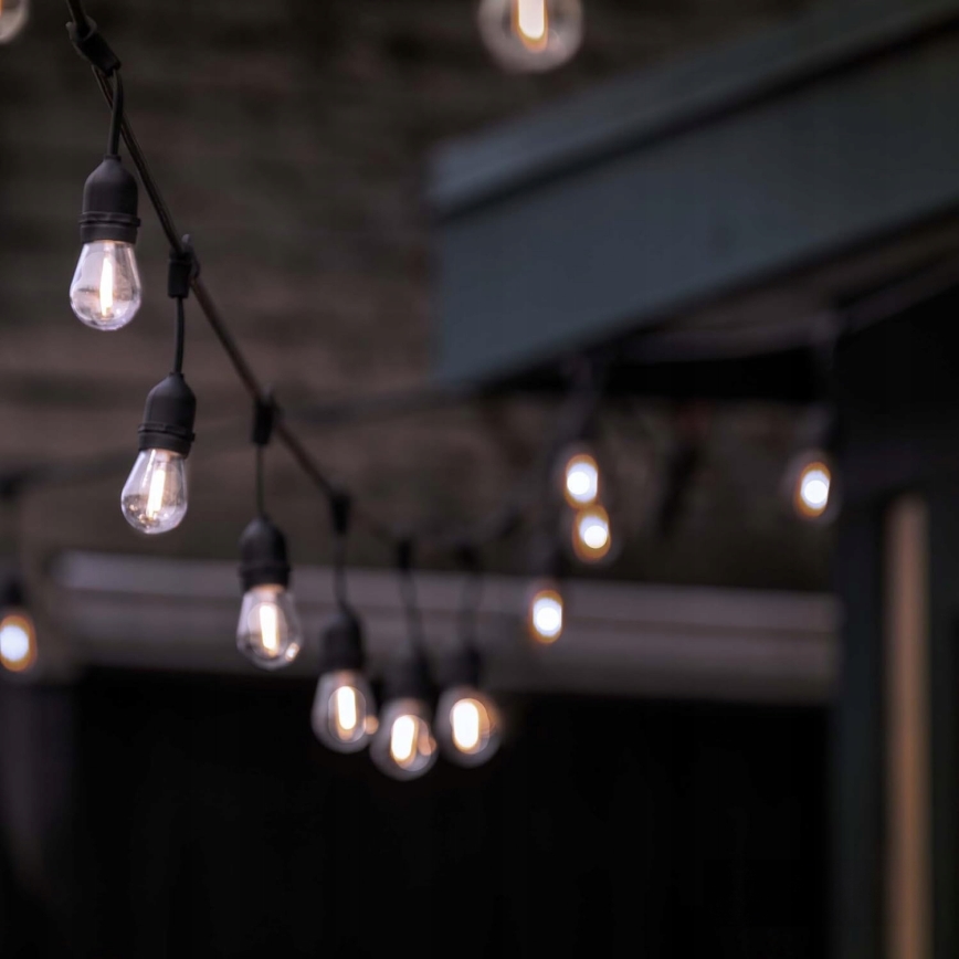 LED zewnętrzna girlanda dekoracyjna 5xE27/1W/230V, délka 5,94 m, IP44, czarna