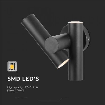 LED Zewnętrzna elastyczna lampa ścienna punktowa 2xLED/3W/230V 3000K IP44 czarna