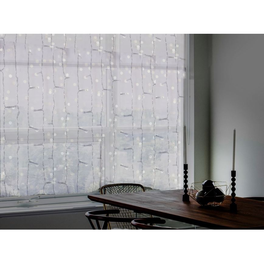 LED Zewnętrzna kurtyna bożonarodzeniowa CURTAIN 480xLED/8,4W/230V 3x3 m IP44 zimna biel