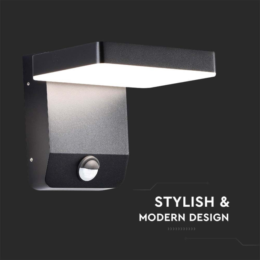 LED Zewnętrzna elastyczna lampa ścienna z czujnikiem LED/17W/230V IP65 3000K czarna