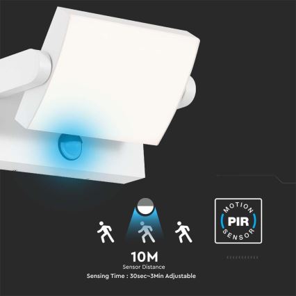 LED Zewnętrzna lampa ścienna z czujnikiem LED/17W/230V 3000K IP65 biała