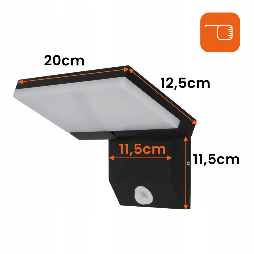 Zewnętrzny kinkiet LED z czujnikiem ruchu LED/18W/230V IP44 czarny