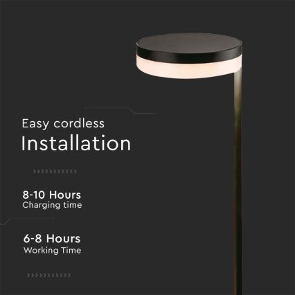 LED Zewnętrzna lampa słoneczna LED/2W/3,7V 3000K IP54 2000 mAh czarny