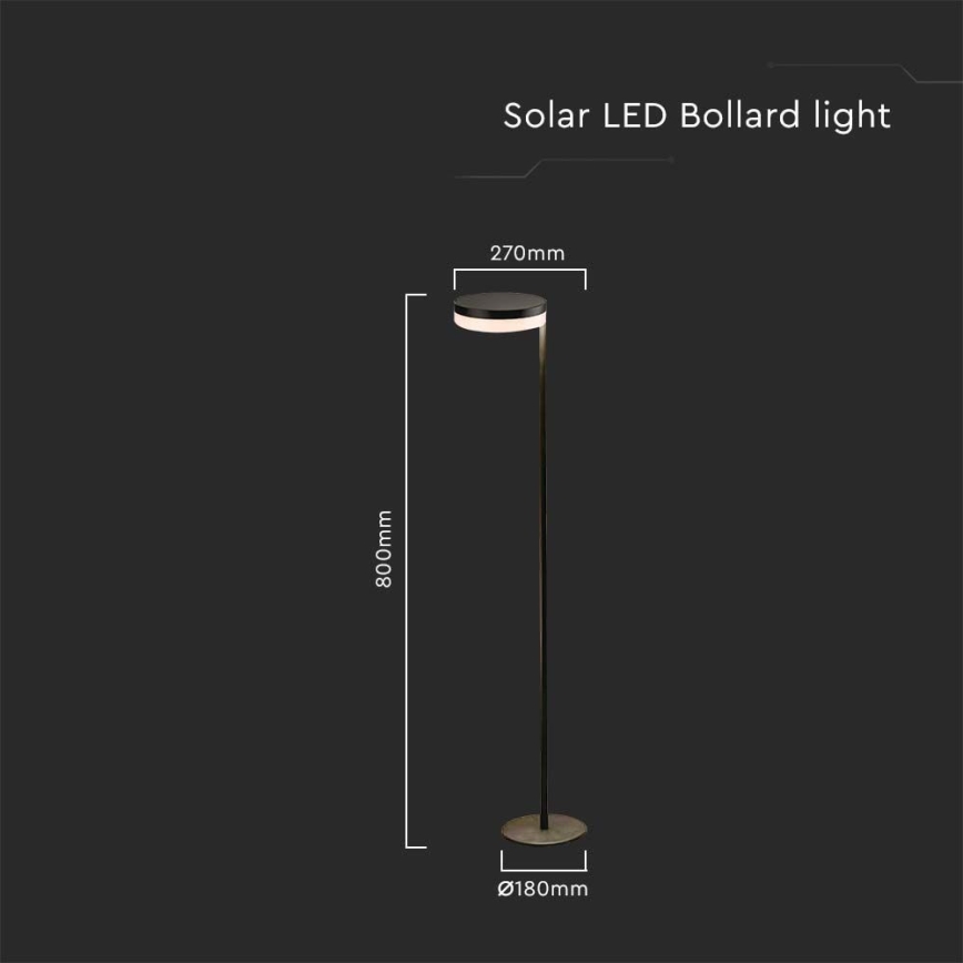 LED Zewnętrzna lampa słoneczna LED/2W/3,7V 3000K IP54 2000 mAh czarny