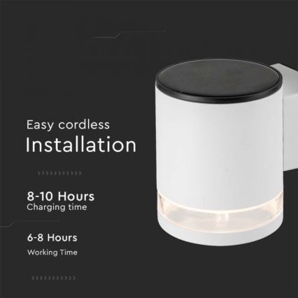 LED Zewnętrzna solarny kinkiet LED/1W/3,7V 3000K IP54 1200 mAh biały