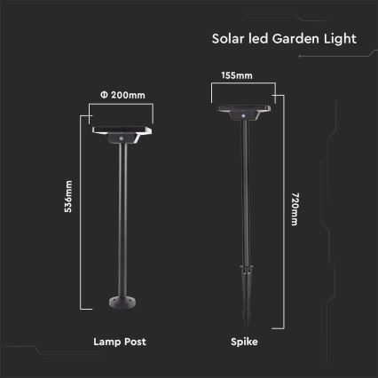 LED Zewnętrzna lampa solarna 2w1 LED/2W/3,7V IP65 3000/4000/6500K