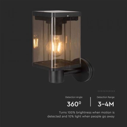 LED Zewnętrzna solarny kinkiet ścienny z czujnikiem LED/2,5W/3,7V 3000K IP54 2000 mAh