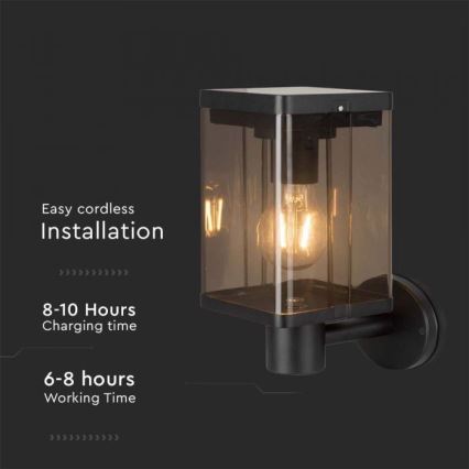 LED Zewnętrzna solarny kinkiet ścienny z czujnikiem LED/2,5W/3,7V 3000K IP54 2000 mAh