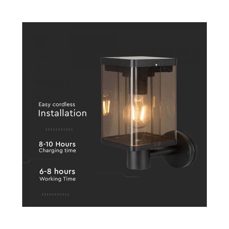 LED Zewnętrzna solarny kinkiet ścienny z czujnikiem LED/2,5W/3,7V 3000K IP54 2000 mAh