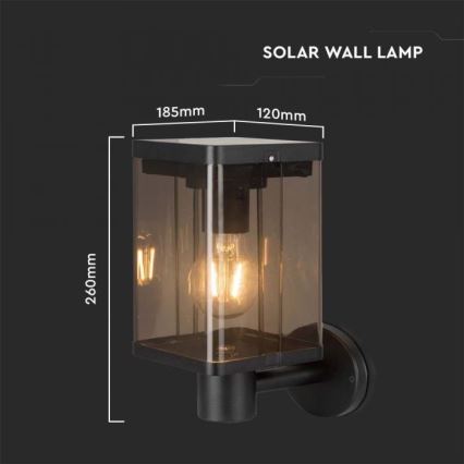 LED Zewnętrzna solarny kinkiet ścienny z czujnikiem LED/2,5W/3,7V 3000K IP54 2000 mAh