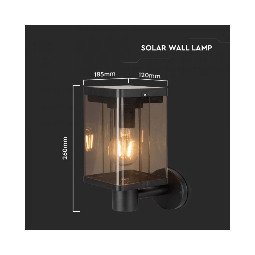 LED Zewnętrzna solarny kinkiet ścienny z czujnikiem LED/2,5W/3,7V 3000K IP54 2000 mAh