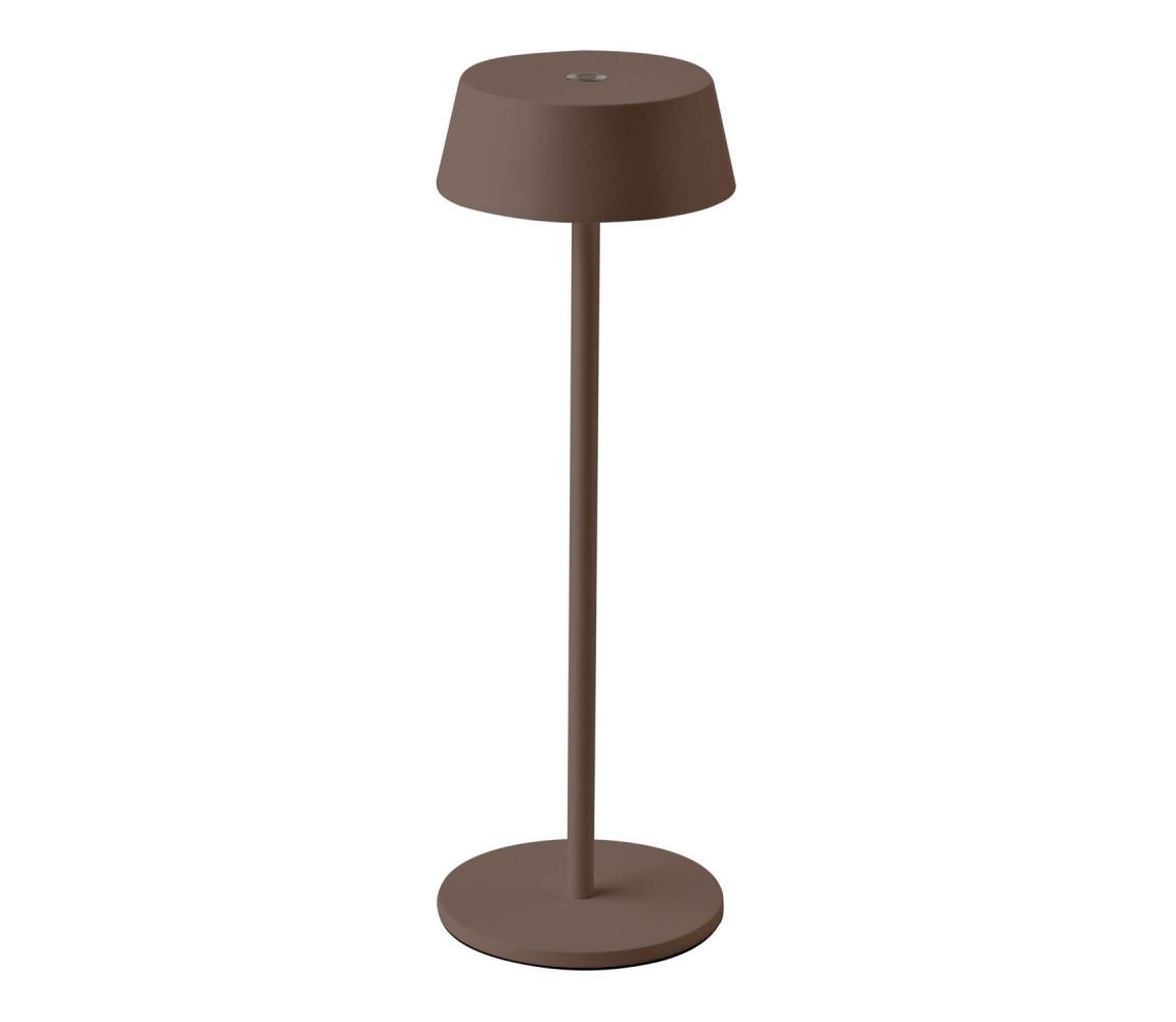 LED Zewnętrzna ściemnialna dotykowa akumulatorowa lampka stołowa LED/2W/5V IP54 brązowa