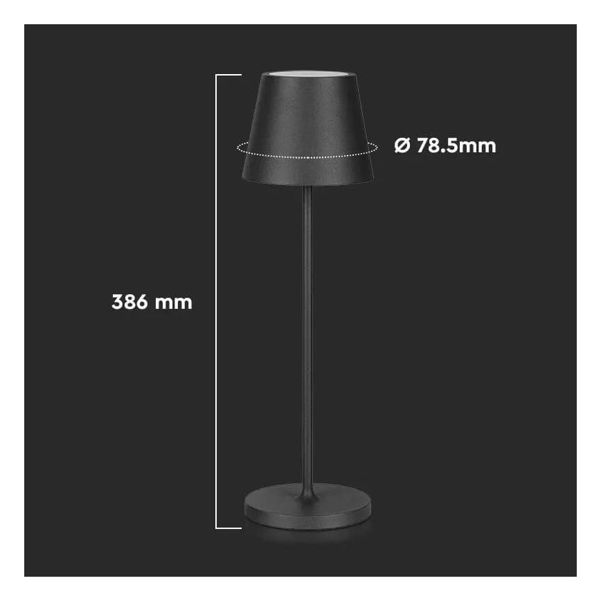 LED Zewnętrzna ściemnialna dotykowa lampka stołowa LED/2W/230V 4400 mAh IP54 antracytowa