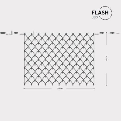 LED Zewnętrzna siatka świetlna NET 240xLED/7,2W/230V 1,5x2 m IP44 ciepła biała