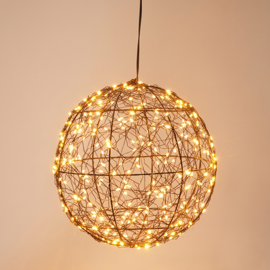LED Zewnętrzna świąteczna dekoracja 300xLED/230V śr. 25 cm IP44 ciepła biała kula/czarna
