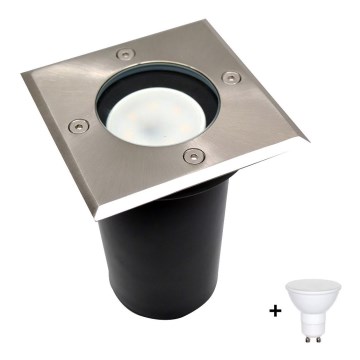 LED Zewnętrzne oświetlenie podjazdu 1xGU10/6W/230V IP44 matowy chrom