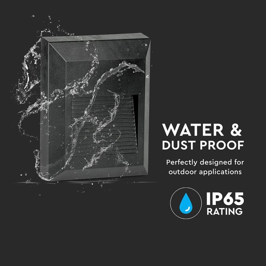 LED Zewnętrzna lampa schodowa LED/2W/230V IP65 4000K czarna