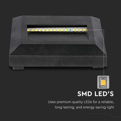 LED Zewnętrzne oświetlenie schodowe LED/2W/230V IP65 4000K czarny