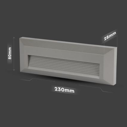 LED Zewnętrzne oświetlenie schodowe LED/3W/230V 4000K IP65 szary