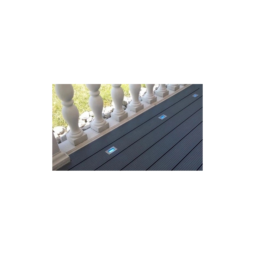 LED Zewnętrzne oświetlenie wpuszczane EASY CONNECT LED/2W/230V niebieski IP67 prostokątny