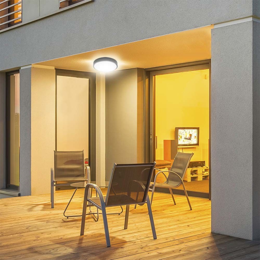 LED Zewnętrzna lampa sufitowa z czujnikiem LED/30W/230V 4000K IP44 czarna