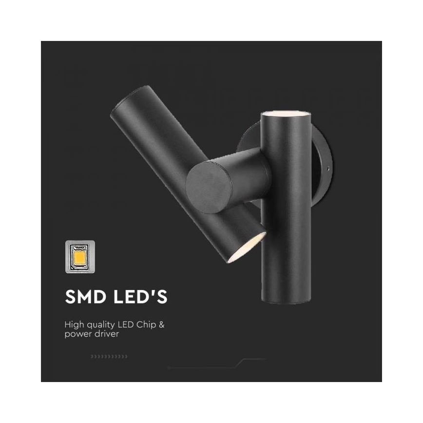 LED Zewnętrzny elastyczny reflektor punktowy 2xLED/3W/230V 3000K IP44 czarny