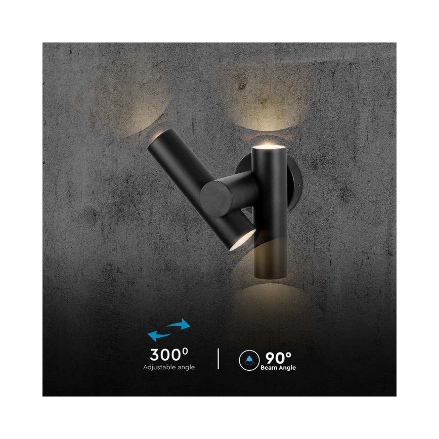 LED Zewnętrzny elastyczny reflektor punktowy 2xLED/3W/230V 3000K IP44 czarny