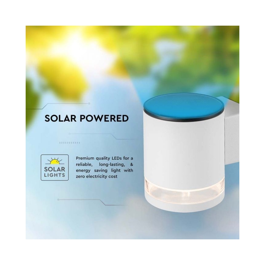 LED Zewnętrzny kinkiet solarny LED/1W/3,7V 3000K IP54 biały