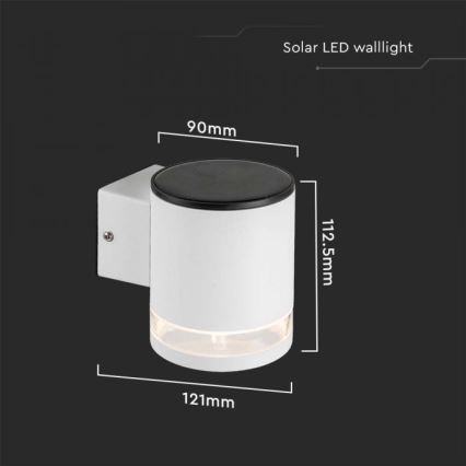 LED Zewnętrzny kinkiet solarny LED/1W/3,7V 3000K IP54 biały