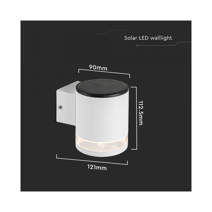 LED Zewnętrzny kinkiet solarny LED/1W/3,7V 3000K IP54 biały