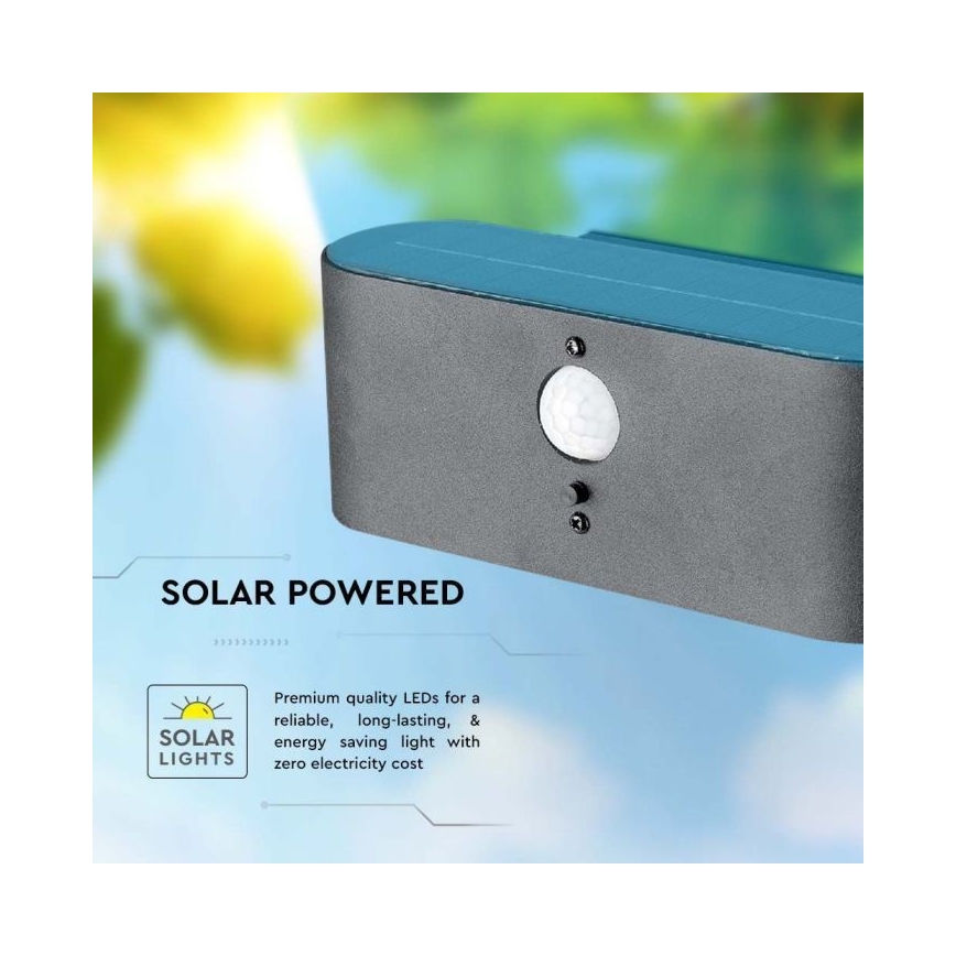 LED Zewnętrzny kinkiet solarny z czujnikiem LED/2,5W/3,7V 3000K IP54