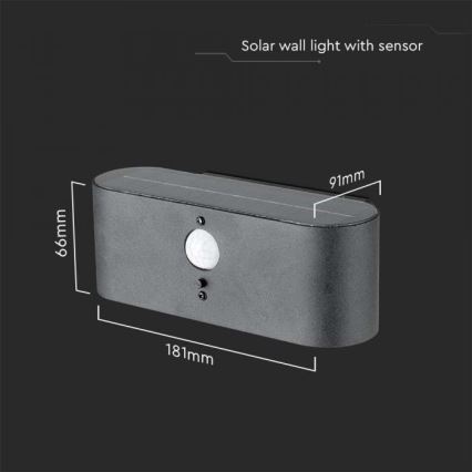 LED Zewnętrzny kinkiet solarny z czujnikiem LED/2,5W/3,7V 3000K IP54