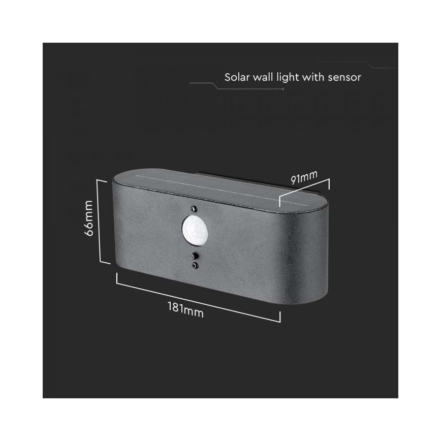 LED Zewnętrzny kinkiet solarny z czujnikiem LED/2,5W/3,7V 3000K IP54