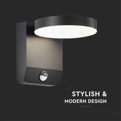 LED Zewnętrzny elastyczny reflektor punktowy z czujnikiem LED/17W/230V IP65 4000K czarny