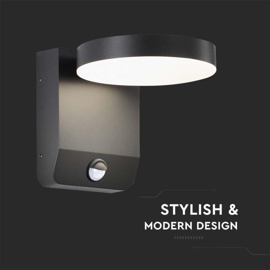 LED Zewnętrzny elastyczny reflektor punktowy z czujnikiem LED/17W/230V IP65 4000K czarny