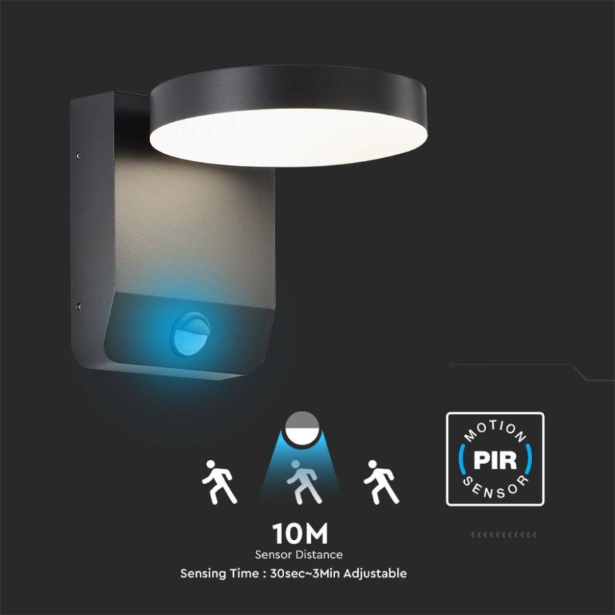 LED Zewnętrzny elastyczny reflektor punktowy z czujnikiem LED/17W/230V IP65 4000K czarny