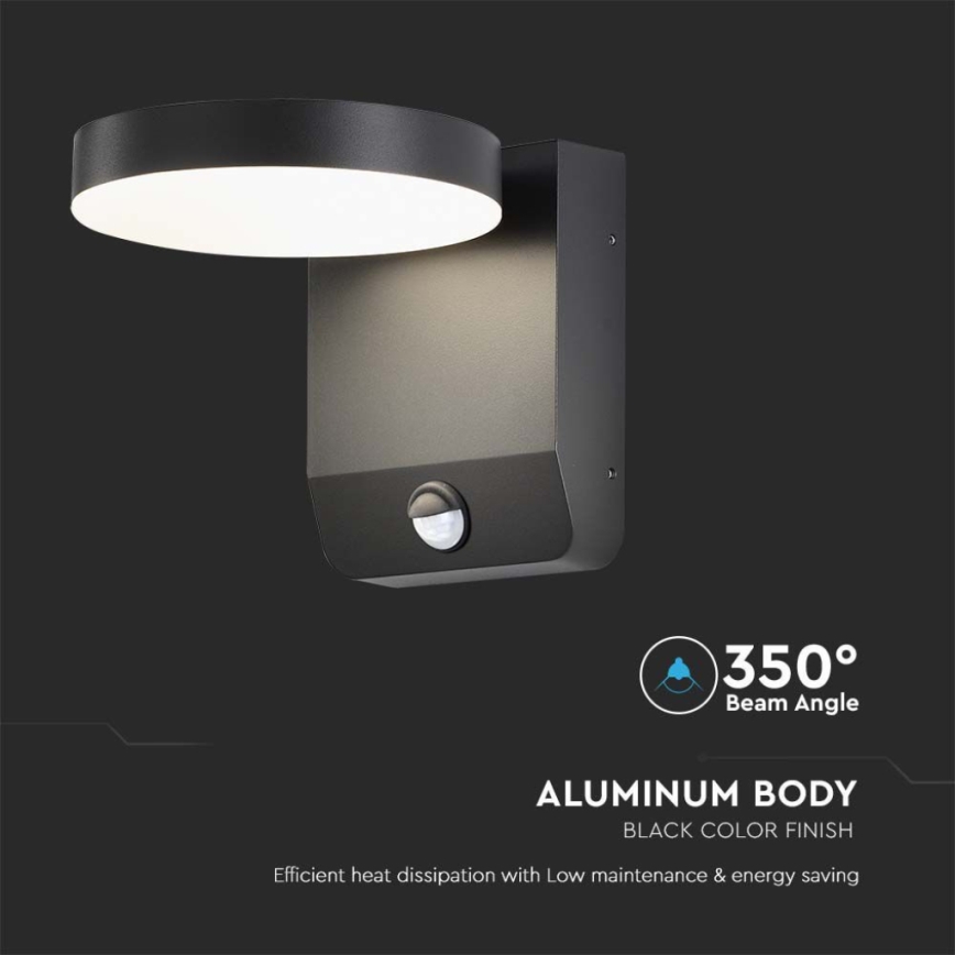 LED Zewnętrzny elastyczny reflektor punktowy z czujnikiem LED/17W/230V IP65 4000K czarny